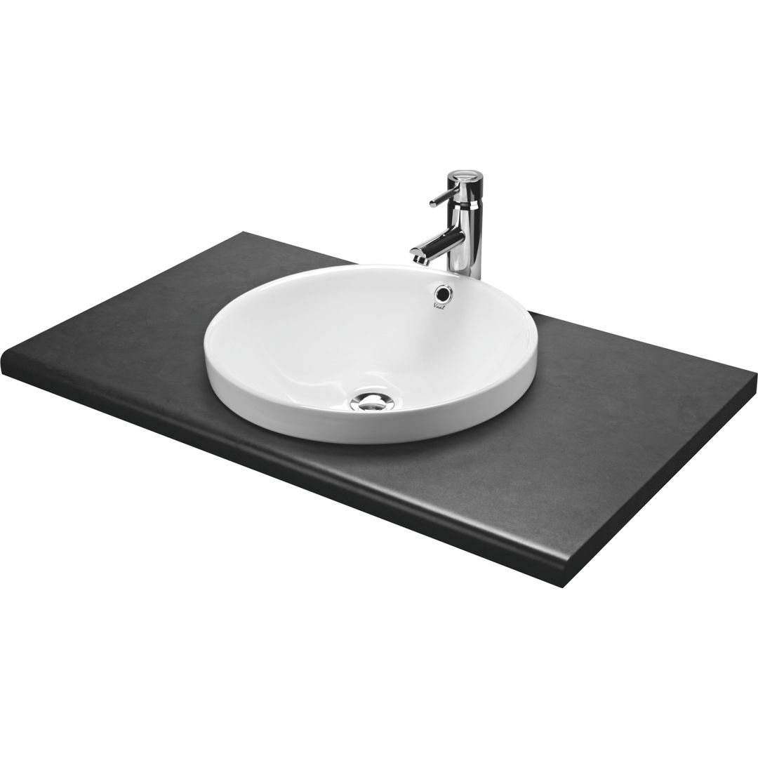 Vaal Jade Art Round Drop In Or Countertop Basin No Taphole White