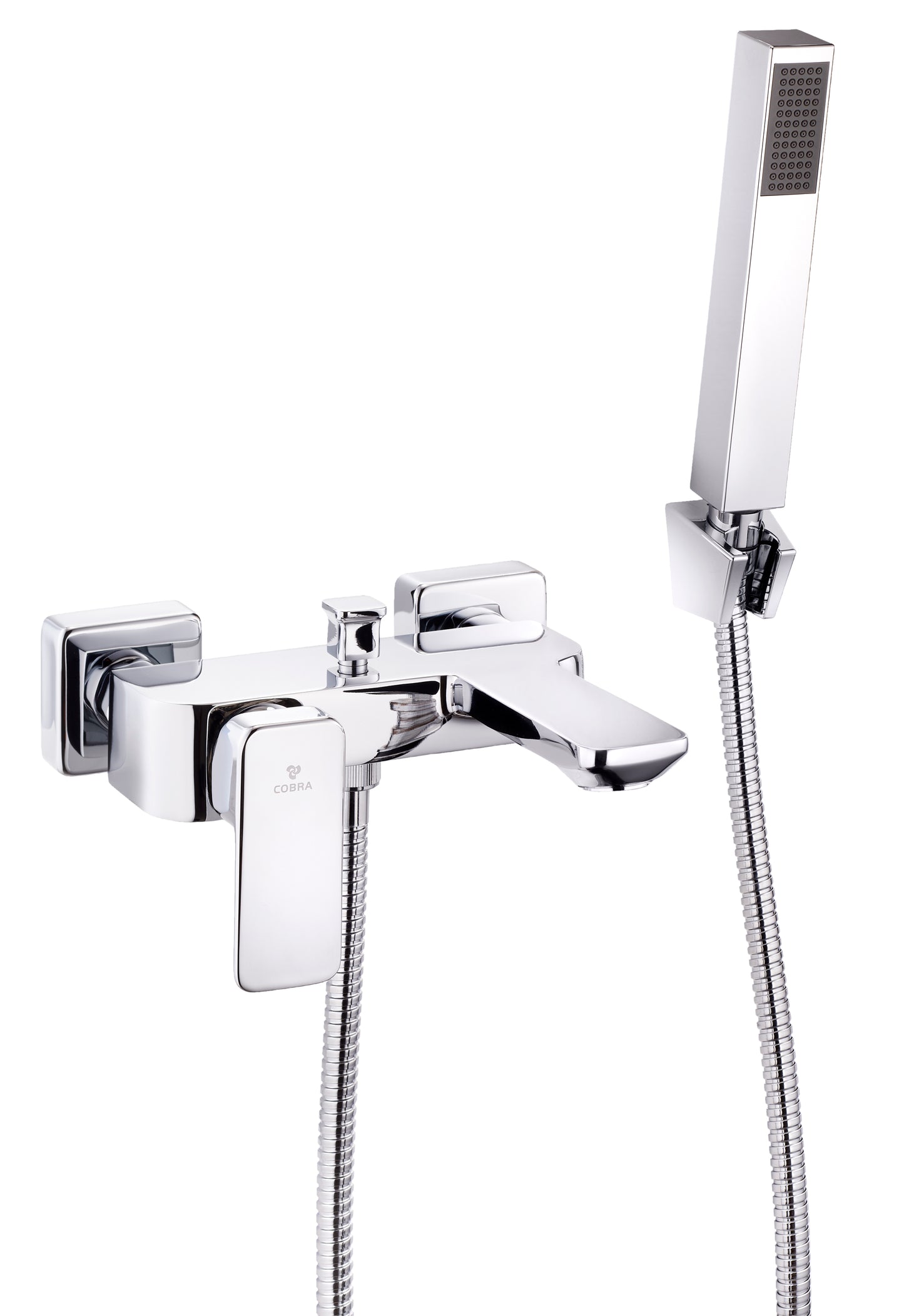 Cobra Arrive Bath Mixer Exposed Wall Type with Hose, Handshower & Holder Chrome
