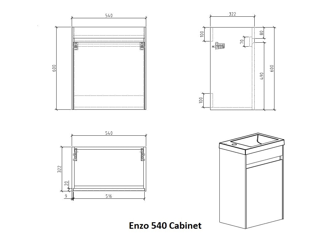 Clear Cube Enzo 540 with Double Drawer Gloss White - Includes Enzo 540 Basin White Composite