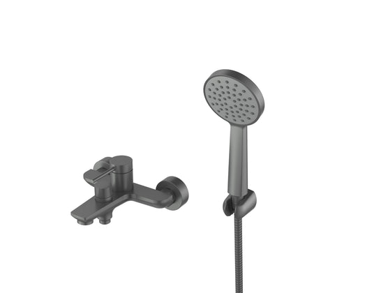Cobra Tigris Bath Mixer Exposed Wall Type With Handshower Set 1/2 FI Brushed Gun Grey