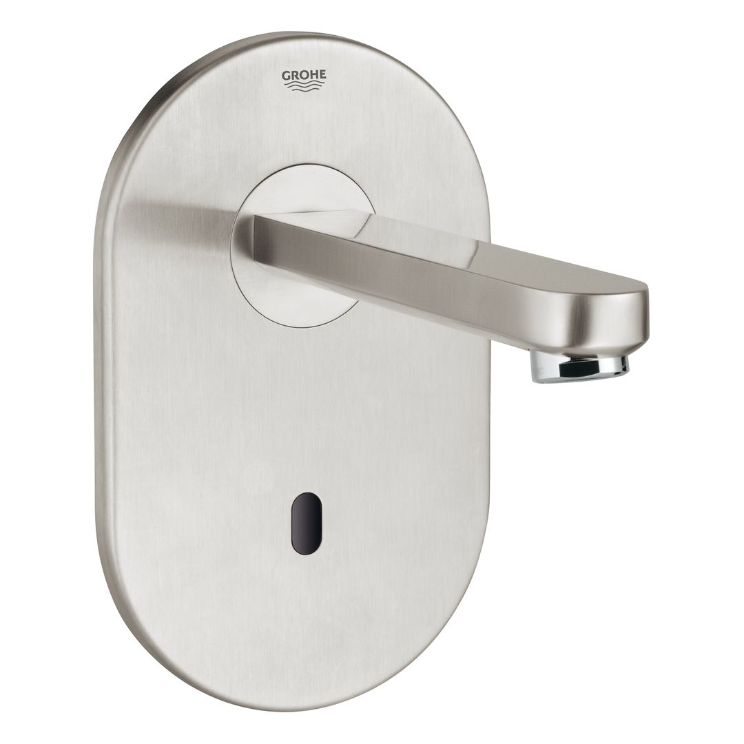 Grohe Eurosmart Cosmopolitan E Infra-red electronic wall basin tap without mixing device stainless steel