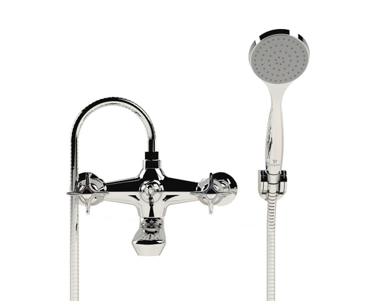 Cobra Star Heavy Pattern Bath Diverter Mixer Wall Type & Handshower Set 3/4 MI Chrome