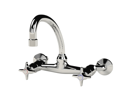 Cobra Star Heavy Pattern Sink Mixer Wall Type Swivel Spout 1/2 MI Chrome