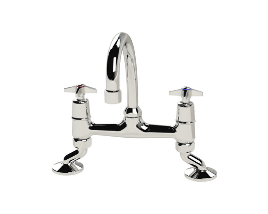 Cobra Star Heavy Pattern Sink Mixer Pillar Type Swivel Spout 1/2 MI Chrome