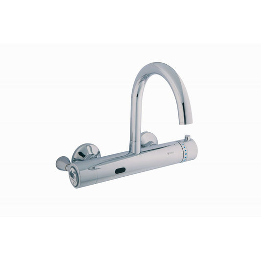Cobra Electronic Thermostatic Exposed Mixer Wall Type Overspout 220V Mains Powered AC No Touch Over Chrome