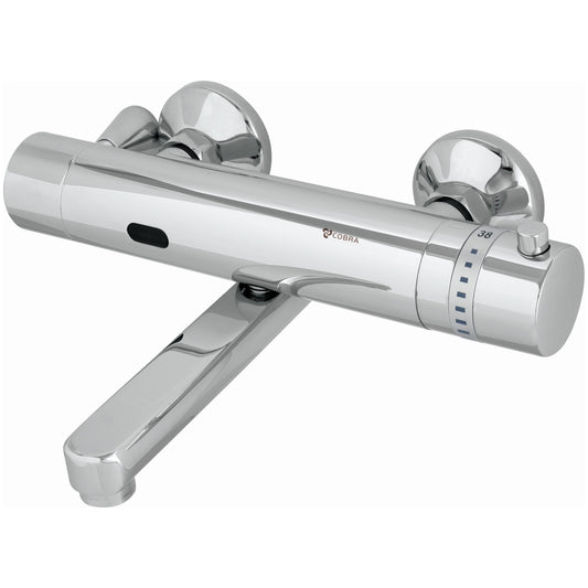Cobra Electronic Thermostatic Exposed Mixer Wall Type Underspout 220V Mains Powered AC No Touch Over Chrome