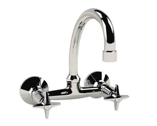 Cobra Star Original Light Pattern Sink Mixer Wall Type Swivel Spout 1/2 MI Chrome