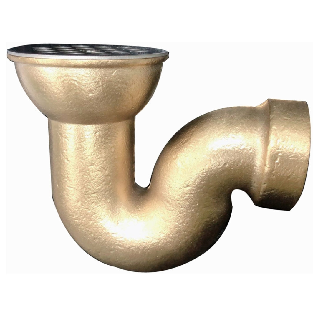 Cobra Shower P Trap Round Grid 1&1/2 FI Rough Brass
