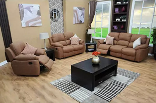 HOUSTON 3 Piece 3 Motion Lounge Suite, Colour Cinnamon and Spice