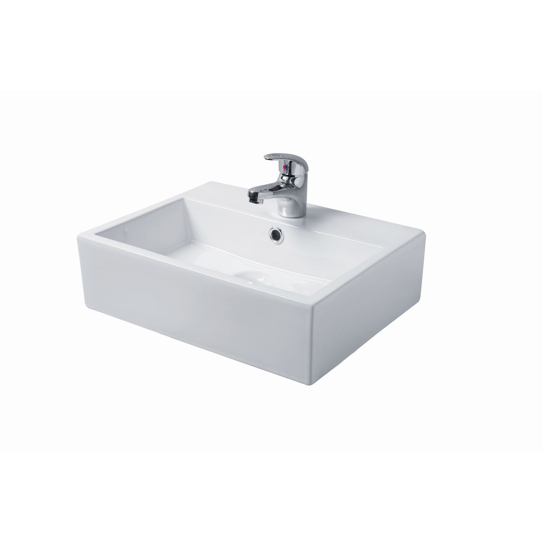 Vaal Midi Weaver Rectangular Wall Hung/Counter Top Basin 1 Taphole White