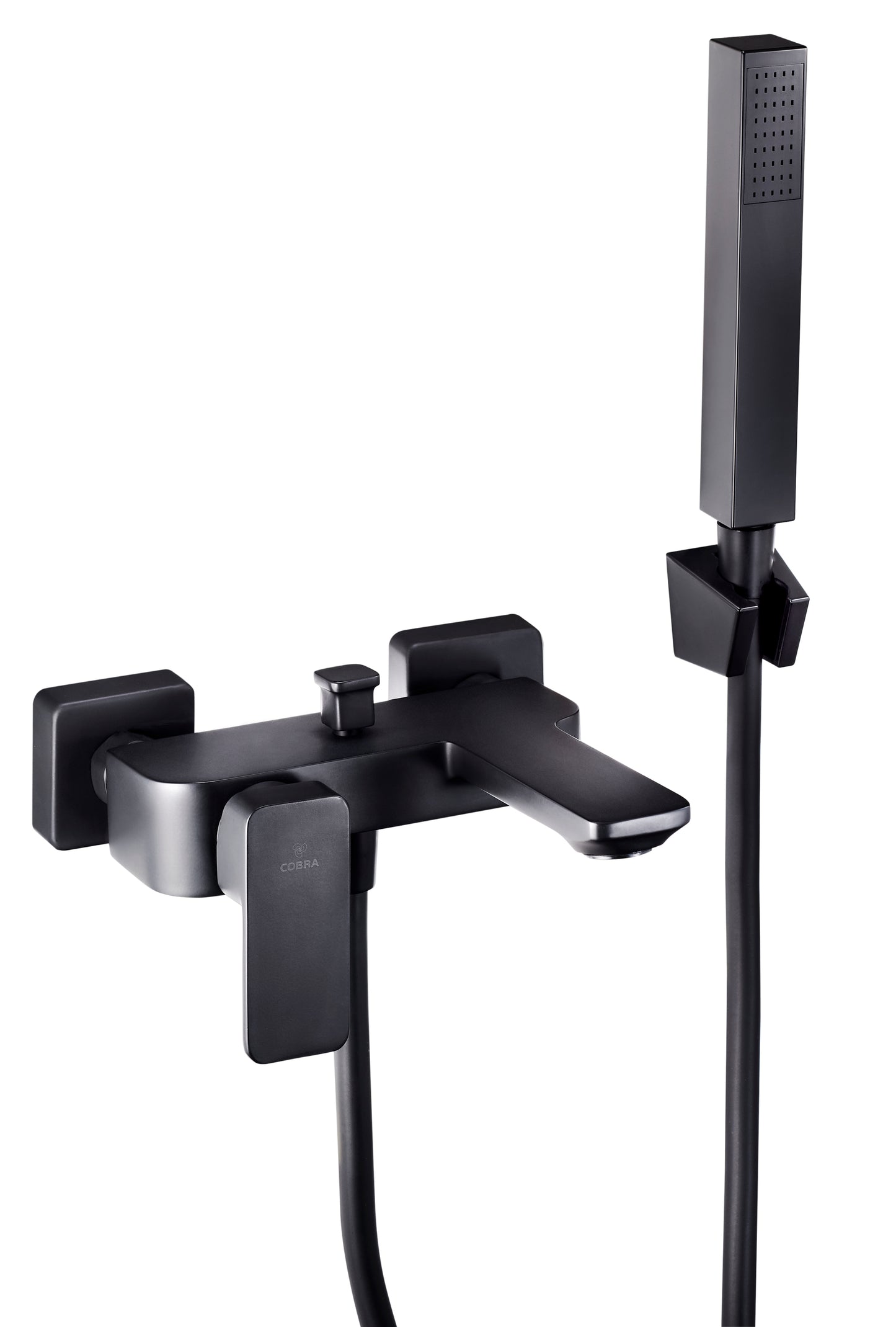 Cobra Arrive Bath Mixer Exposed Wall Type with Hose, Handshower & Holder Matte Black