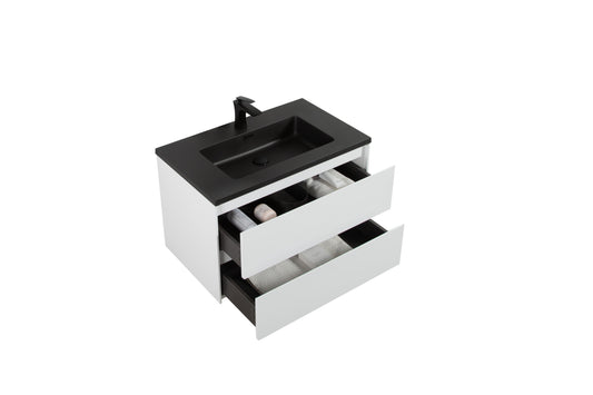 Clear Cube Enzo 800 with Double Drawer Gloss White - Includes Enzo 800 Basin Black Composite