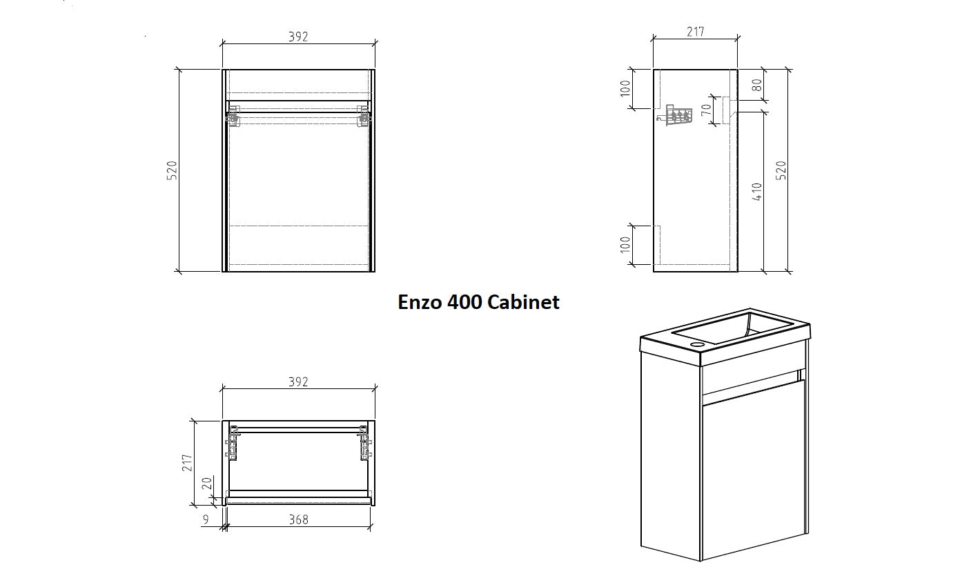 Clear Cube Enzo 400 with Double Drawer Gloss White - Includes Enzo 400 Basin White Composite