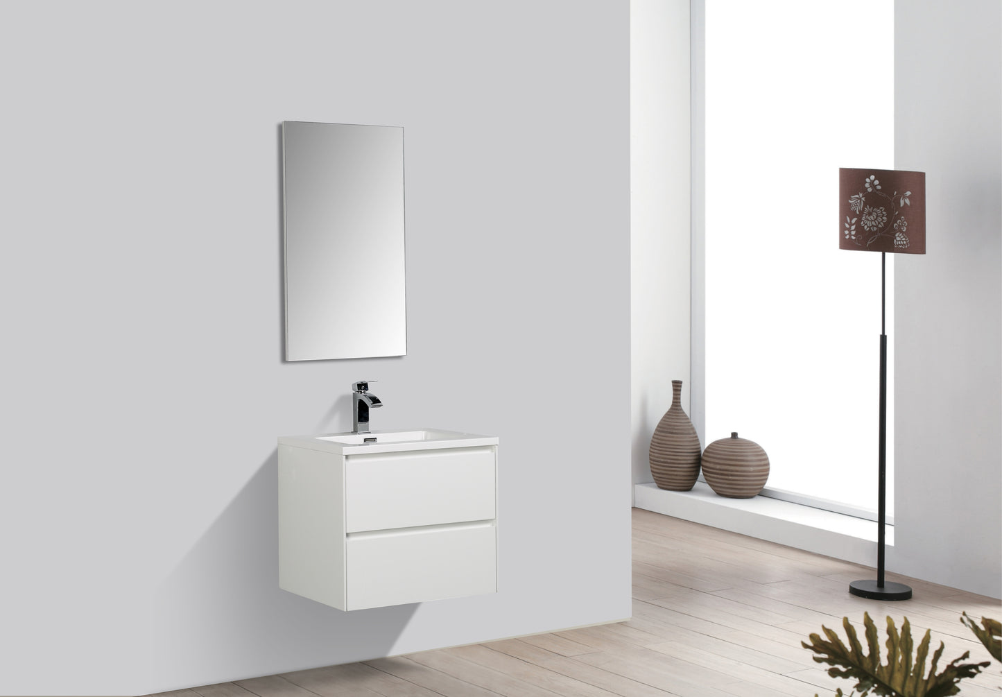 clear Cube Enzo 600 with Double Drawer  - Includes Enzo 600 Basin White Composite