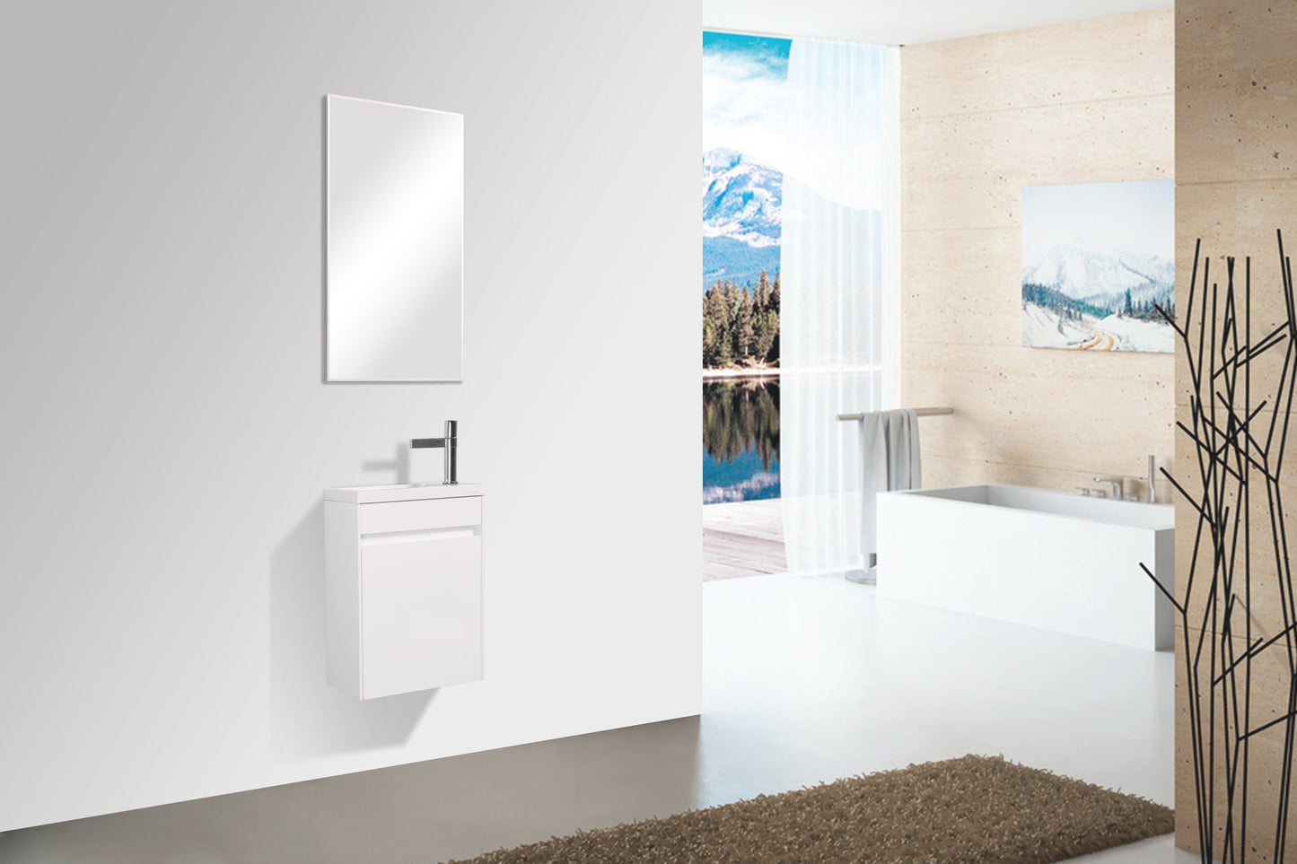 Clear Cube Enzo 400 with Double Drawer Gloss White - Includes Enzo 400 Basin White Composite