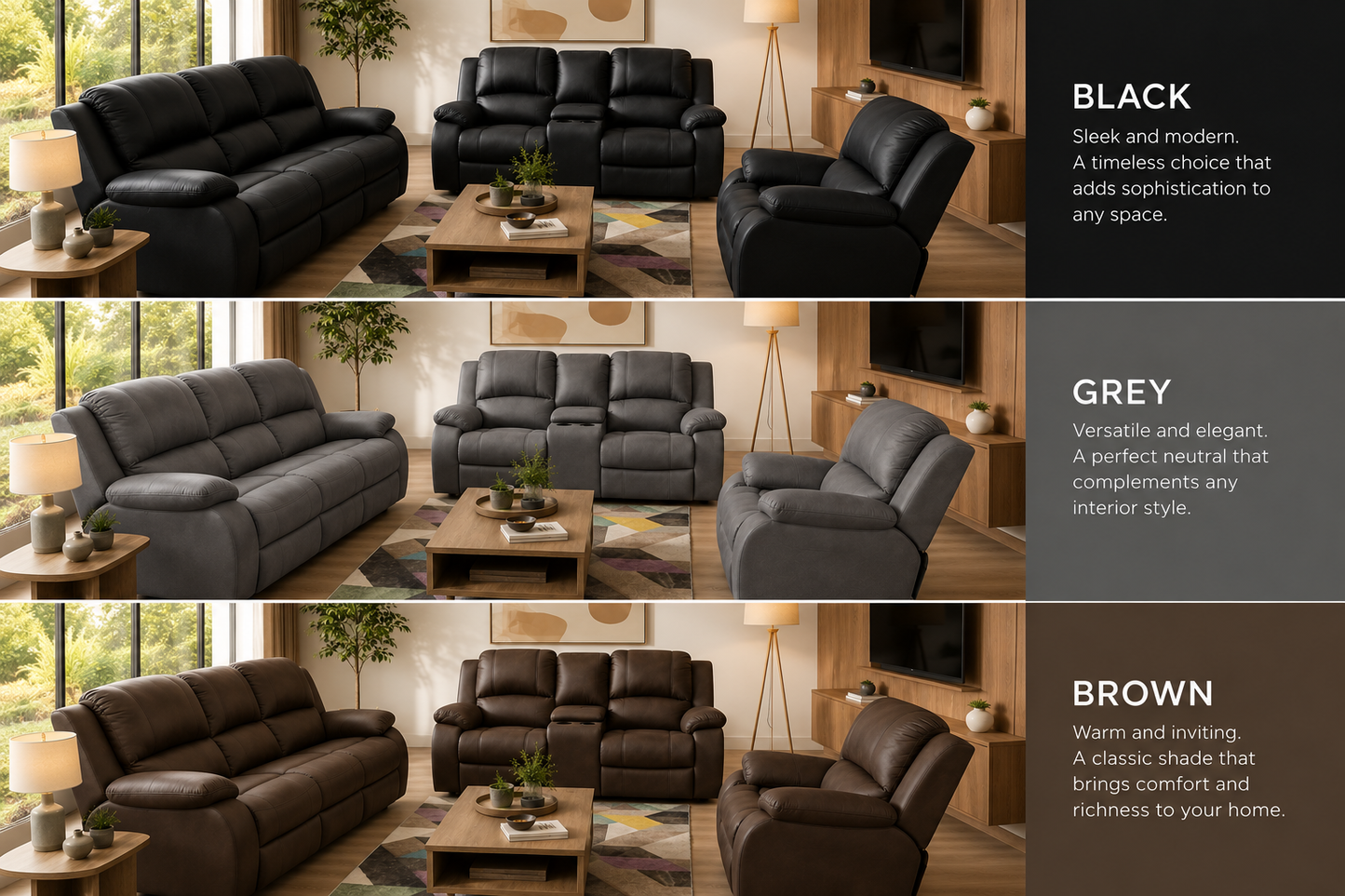 The Merk suite by Blvd Lounge - 3Pc 3 Action Motion with console