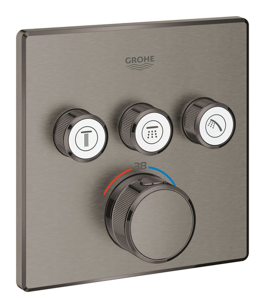 Grohe Grohtherm SmartControl Thermostat for concealed installation with 3 valves brushed hard graphite