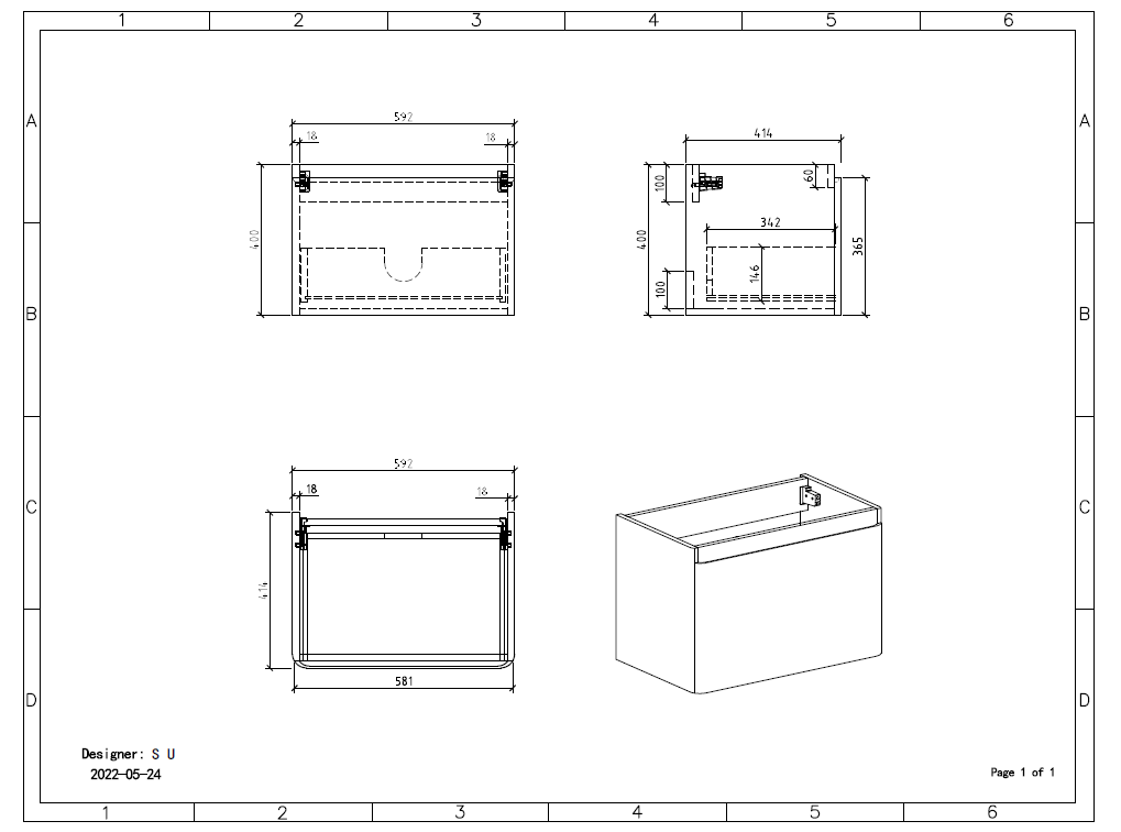 Clear Cube Lazio 600 with Single Drawer Gloss White with White Oak Top - Includes Florence Basin White