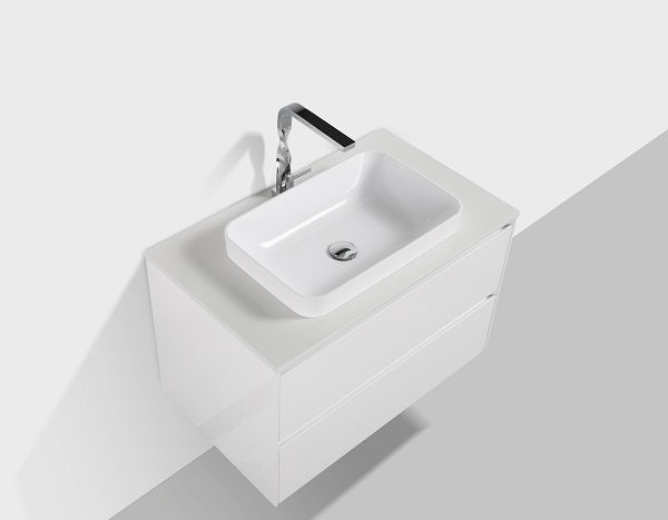Clear Cube Madrid 800 with Double Drawer  White with Quartz Stone Top - Includes Madrid Basin White Composite