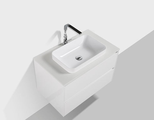 Clear Cube Madrid 800 with Double Drawer  White with Quartz Stone Top - Includes Madrid Basin White Composite