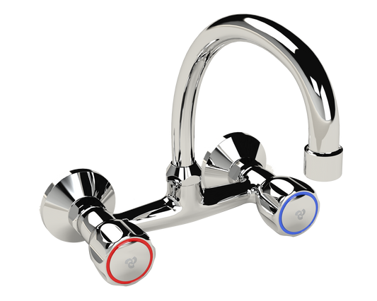 Cobra Metsi Original Light Pattern Wall Type Swivel Spout Sink Mixer 1/2 Chrome