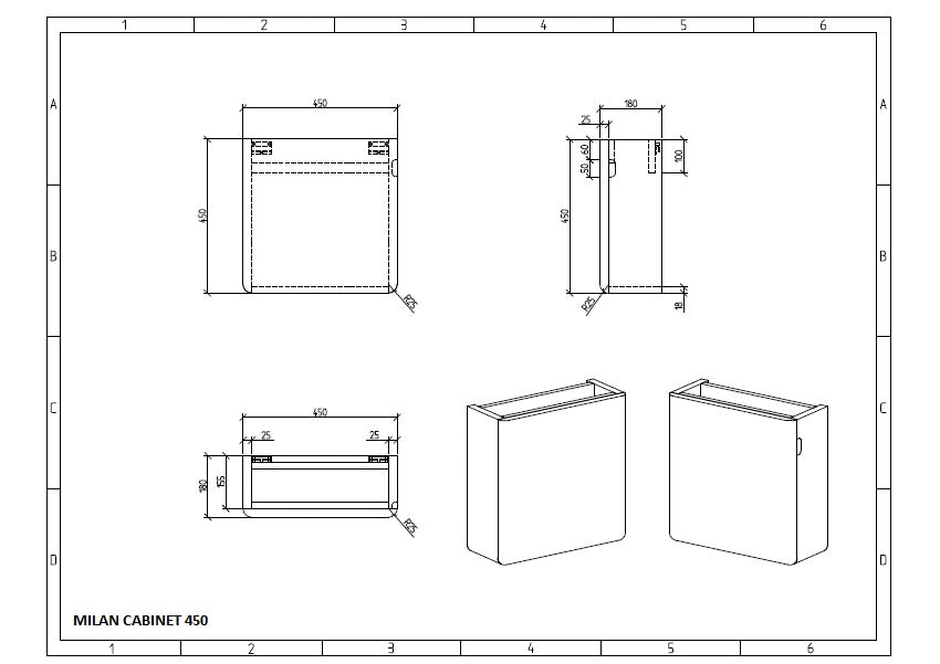 Clear Cube Milan 450 with One Door Gloss White Door with Gloss White Sides - Includes Milan 450 Basin White Composite