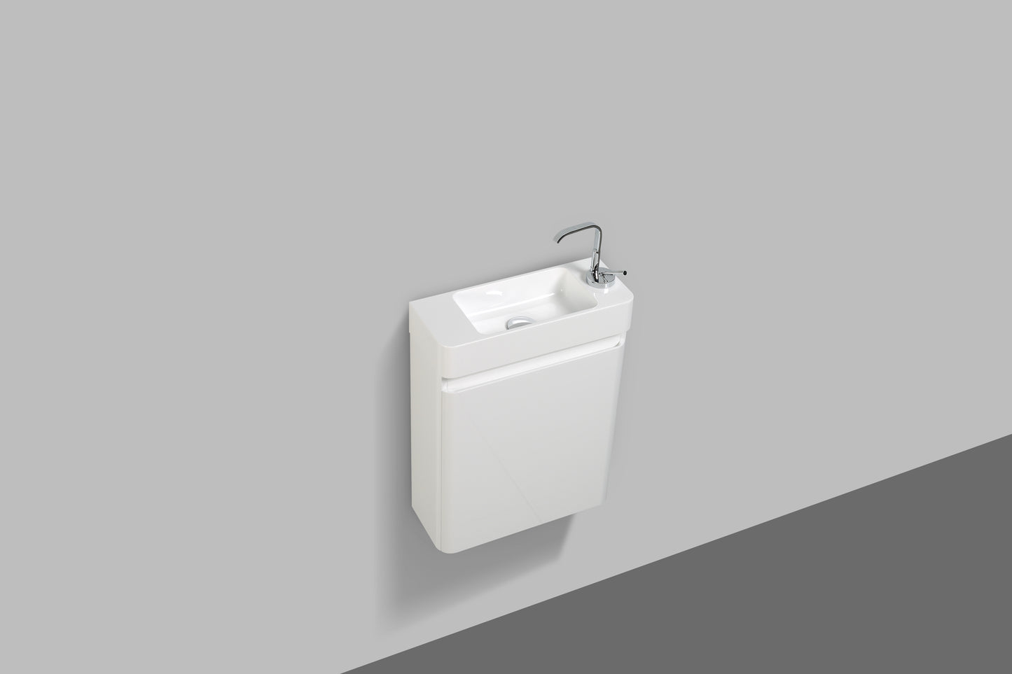 Clear Cube Milan 450 with One Door Gloss White Door with Gloss White Sides - Includes Milan 450 Basin White Composite