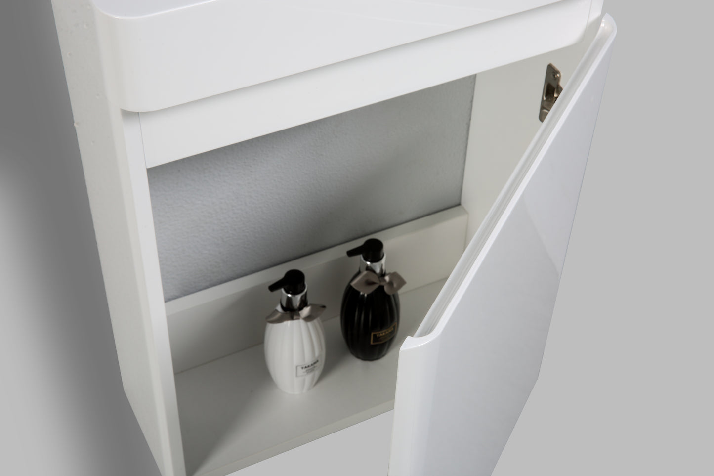 Clear Cube Milan 450 with One Door Gloss White Door with Gloss White Sides - Includes Milan 450 Basin White Composite
