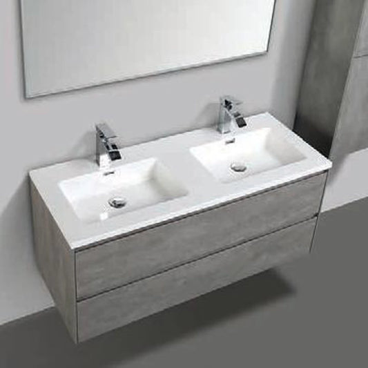 Clear Cube Enzo 1200 with Double Drawer  Concrete Grey - Includes Enzo 1200 Double Basin White Composite
