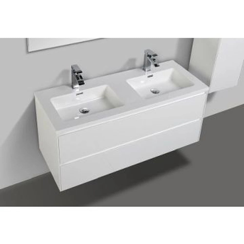 Clear Cube Enzo 1200 with Double Drawer  Gloss White - Includes Enzo 1200 Double Basin White Composite