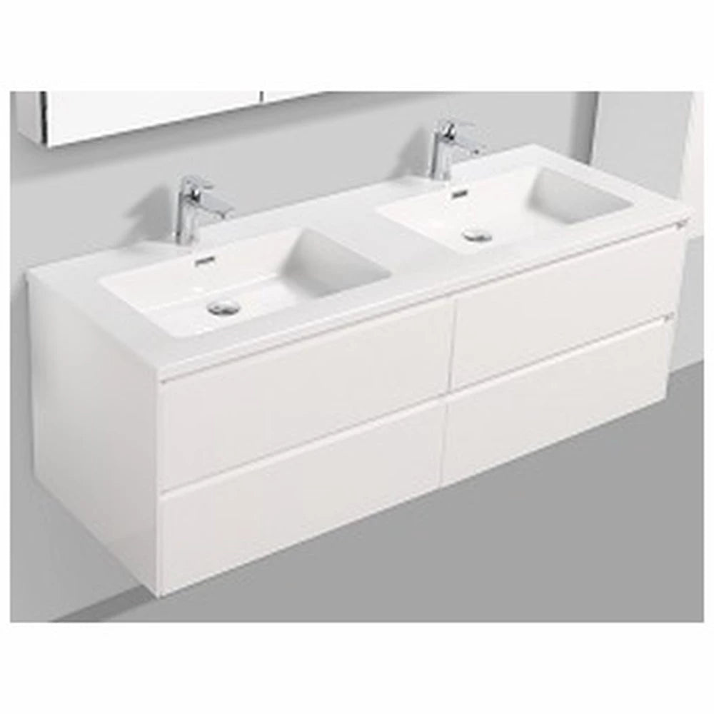 Clear Cube Enzo 1500 with Double Drawer Gloss White - Includes Enzo 1500 Double Basin White Composite