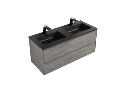 Clear Cube Enzo 1200 with Double Drawer Concrete Grey - Includes Enzo 1200 Double Basin Black Composite