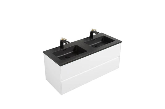 Clear Cube Enzo 1200 with Double Drawer  Gloss White - Includes Enzo 1200 Double Basin Black Composite