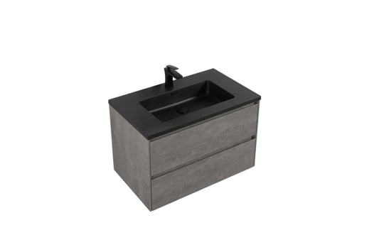 Clear Cube Enzo 800 with Double Drawer Concrete Grey - Includes Enzo 800 Basin Black Composite