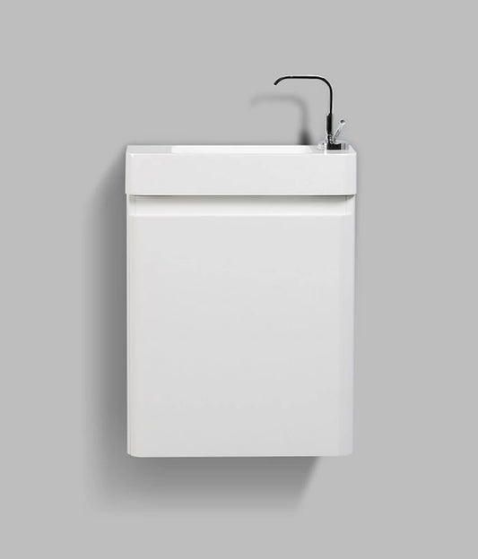 Clear Cube Milan 450 with One Door Gloss White Door with Gloss White Sides - Includes Milan 450 Basin White Composite