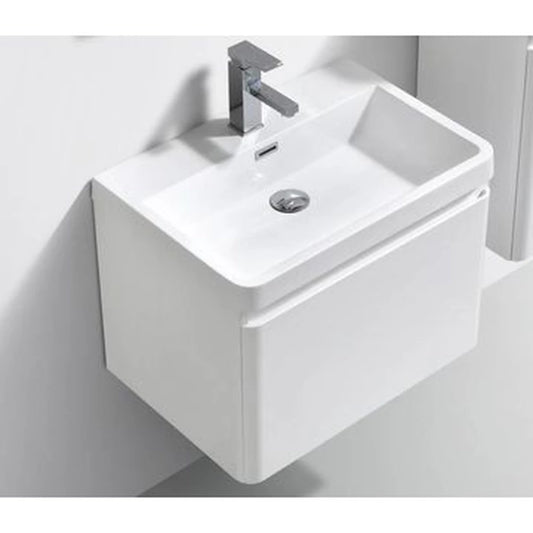 Clear Cube Milan 600 with Single Drawer 420mm (L) x 600mm (W) x 450mm (H) Gloss White Drawer with Gloss White Sides - Includes Milan 600 Basin White Composite